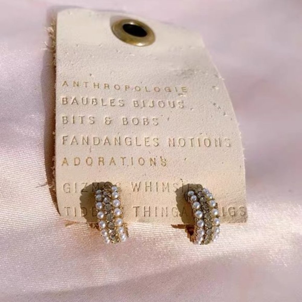 Anthropologie Embellished Mini Hoop Earrings
